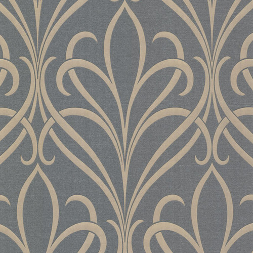 Decorline by Brewster 482-DL31061 Platinum Lalique Silver Nouveau Damask Wallpaper
