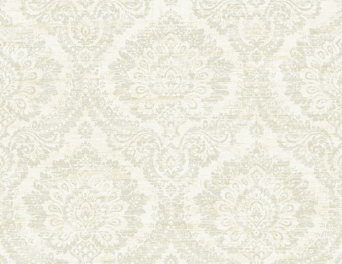 Kenneth James by Brewster PS41904 Palm Springs Kauai Taupe Damask Wallpaper