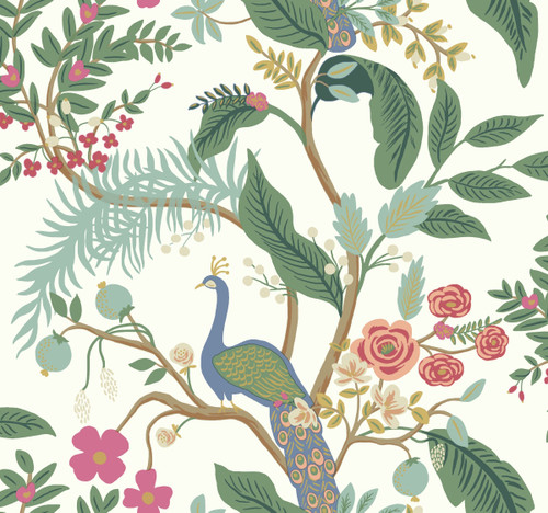 York Peacock Wallpaper Periwinkle RI5174 Rifle Paper Co.