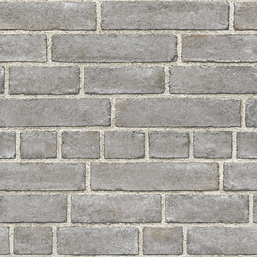 NuWallpaper by Brewster NUW2236 Grey Brick Facade Peel & Stick Wallpaper