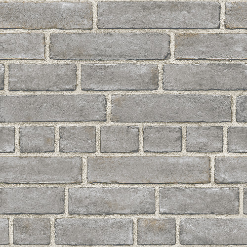 NU2236 Fa�ade Peel & Stick Wallpaper with Charcoal Brick in Grey Off White Colors Industrial Style Peel and Stick Adhesive Vinyl