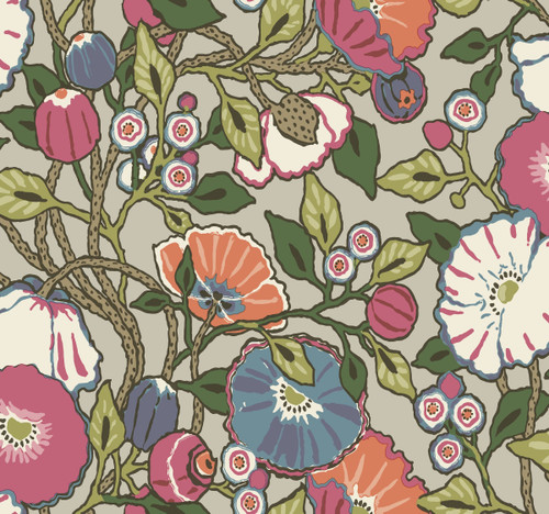 York Wallcoverings CY1516 Vincent Poppies Wallpaper Brights