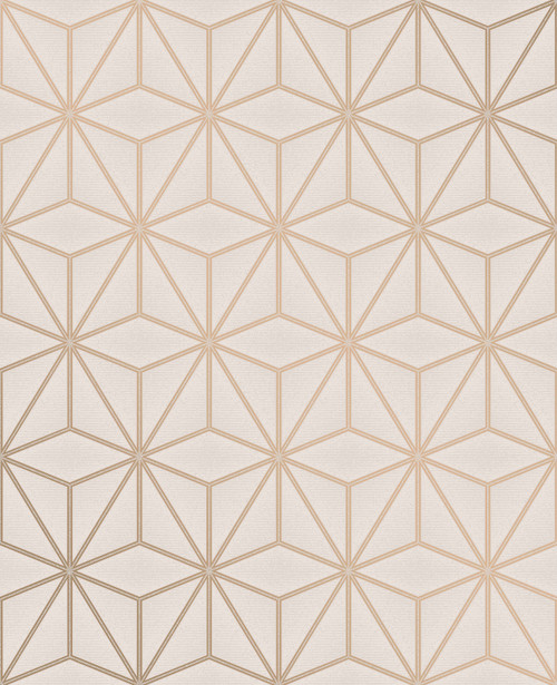 2834-42346 Augustin Rose Gold Geometric Wallpaper Modern Style Unpasted Vinyl Paper from Advantage Metallic Collection by Brewster Made in Great Britain