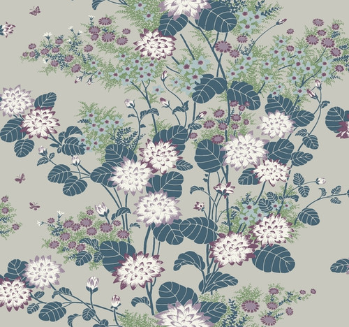 York Wallcoverings FB1411 Florence Broadhurst Chinese Floral Wallpaper Teal