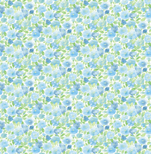 Brewster 2657-22215 Elsie Sky Blue Floral Wallpaper