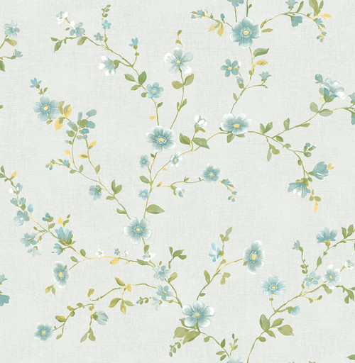 Brewster 2657-22248 Delphine Light Blue Floral Wallpaper