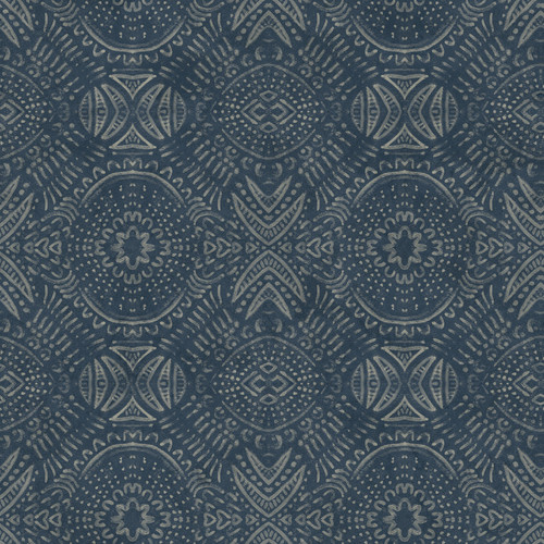 Chesapeake by Brewster 3118-12661 Birch & Sparrow Java Navy Medallion Wallpaper