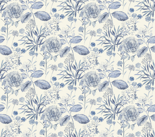 York Midsummer Floral Wallpaper Blue TL1921 Handpainted Traditionals