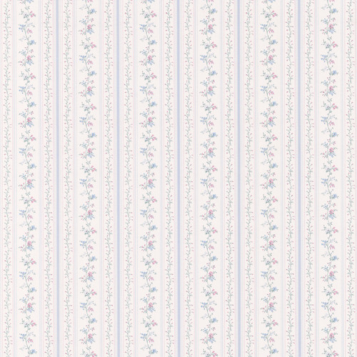 Kitchen & Bath Resource III by Brewster 347-14465 Ermes Blue Delicate Floral Pinstripe Wallpaper