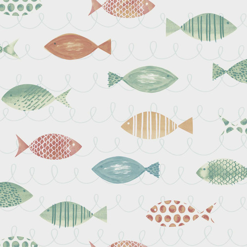 Chesapeake by Brewster 3113-12041 Seaside Living Key West Aqua Fish Wallpaper