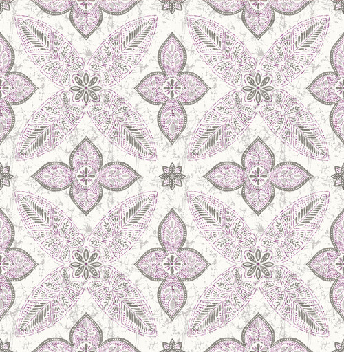 A-Street Prints by Brewster 1014-001827 Kismet Off Beat Ethnic Violet Geometric Floral Wallpaper