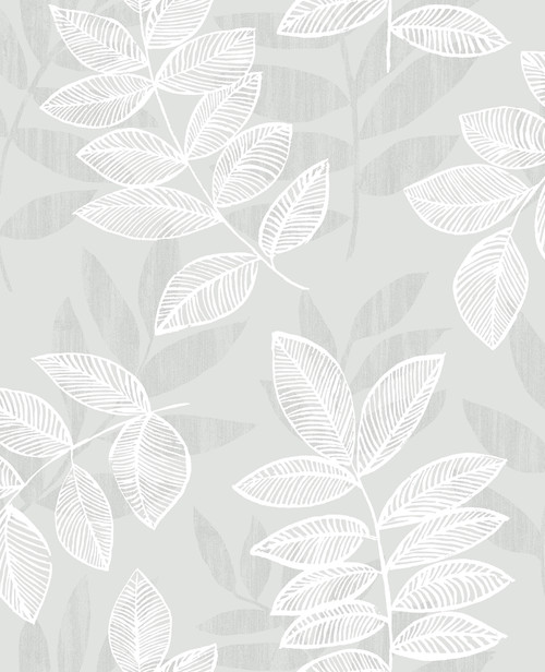 A-Street Prints by Brewster 2793-87321 Chimera Silver Flocked Leaf Wallpaper