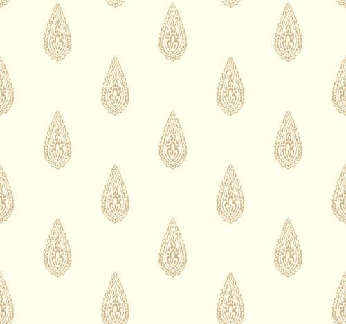 York Wallcoverings BH8326 Kashmir Luxury Teardrop Wallpaper off-white, metallic gold, metallic silver
