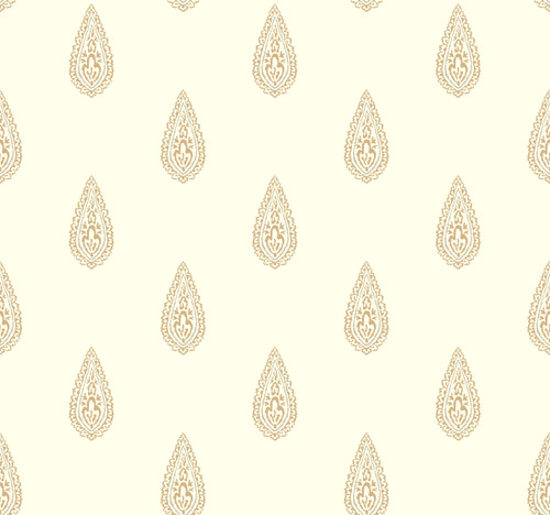 York Wallcoverings BH8326 Kashmir Luxury Teardrop Wallpaper off-white, metallic gold, metallic silver