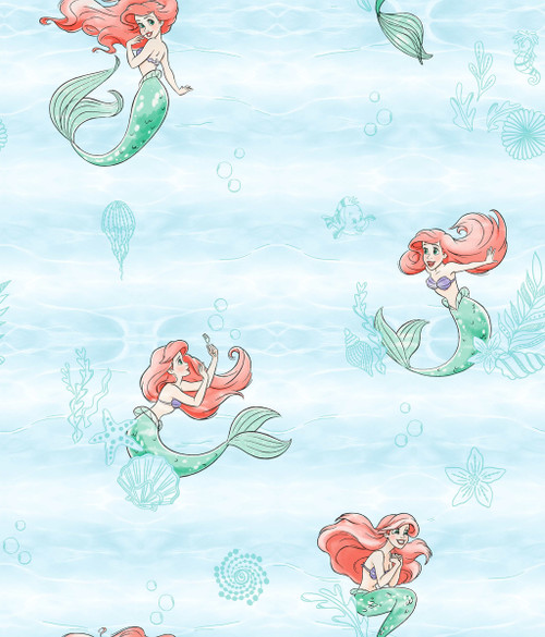 York Wallcoverings DI0954 Disney The Little Mermaid Swim Wallpaper Teal