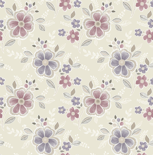 Brewster 2657-22203 Chloe Purple Floral Wallpaper