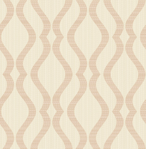 2834-25065 Yves Rose Gold Ogee Wallpaper Transitional Style Unpasted Non Woven Paper from Advantage Metallic Collection by Brewster Made in Great Britain