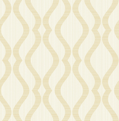 2834-25063 Yves Champagne Ogee Wallpaper Transitional Style Unpasted Non Woven Paper from Advantage Metallic Collection by Brewster Made in Great Britain