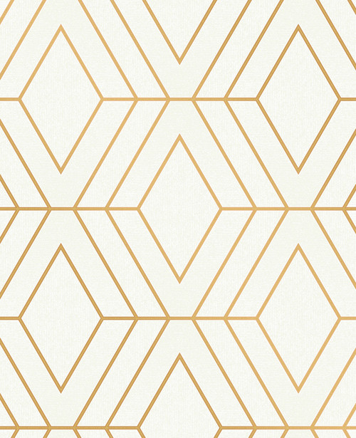 2834-42344 Adaline Off-white Geometric Wallpaper Modern Style Unpasted Vinyl Paper from Advantage Metallic Collection by Brewster Made in Great Britain