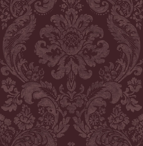 A−Street Prints by Brewster 2763-87315 Moonlight Shadow Merlot Damask Wallpaper