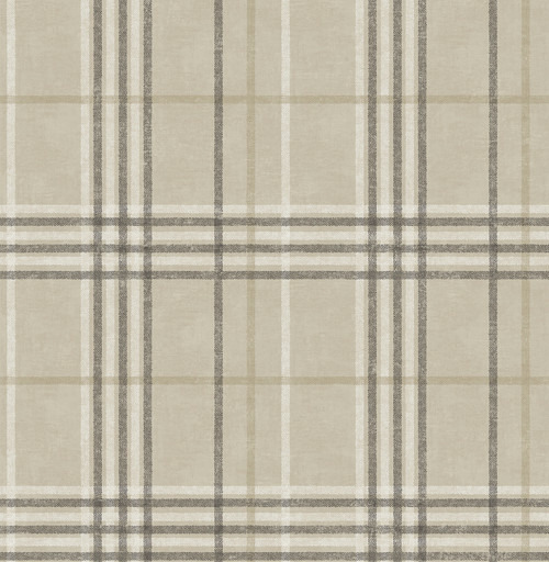 Chesapeake by Brewster 3114-003313 Manhattan Club Rockefeller Beige Plaid Wallpaper