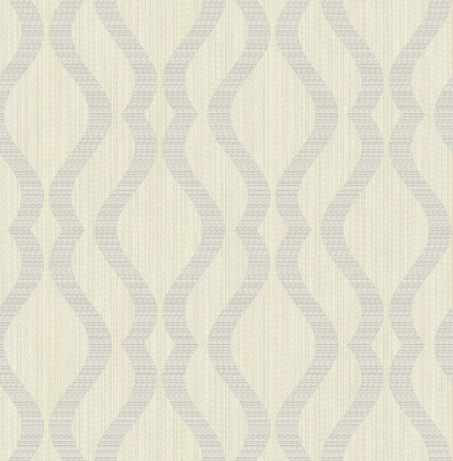 2834-25064 Yves Multicolor Ogee Wallpaper Transitional Style Unpasted Non Woven Paper from Advantage Metallics Collection by Brewster Made in Great Britain