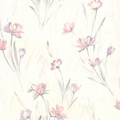 Brewster 436-37400 For Your Bath II Veldt Lavender Chic Floral Wallpaper