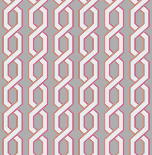 Brewster 2704-22688 For Your Bath III Twist Pink Geometric Wallpaper