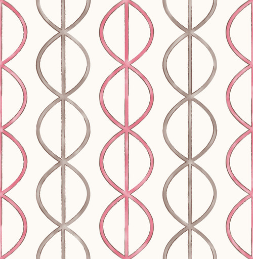 A-Street Prints by Brewster 2656-004009 Banning Stripe Pink Geometric Wallpaper