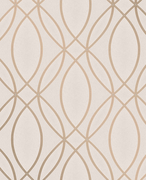 2834-42345 Lisandro Rose Gold Geometric Lattice Wallpaper Modern Style Unpasted Vinyl Paper from Advantage Metallic Collection by Brewster Made in Great Britain