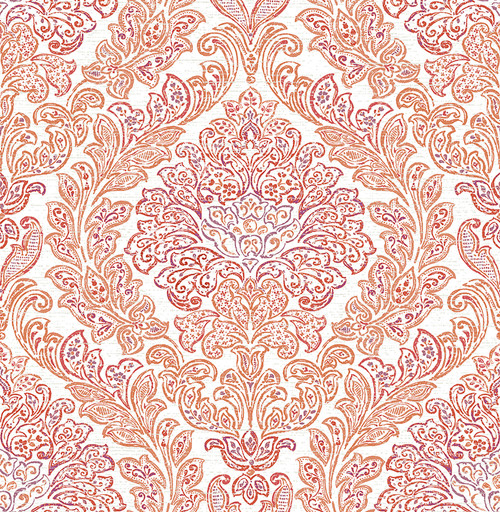 Mirabelle Fontaine Orange Damask Wallpaper