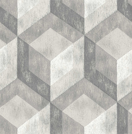 2701-22306 Rustic Wood Tile Geometric with Unique Honeycomb Wallpaper Ash Grey Colors Modern Style Non Woven Unpasted Wall Covering Reclaimed Collection from A-Street Prints by Brewster Made in Great Britain