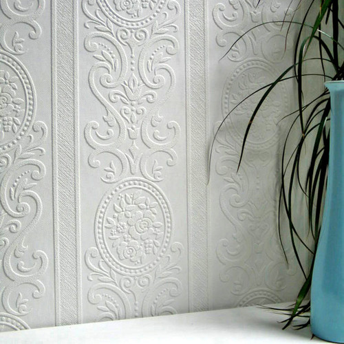 Brewster RD750 Ada Paintable Textured Vinyl Wallpaper white