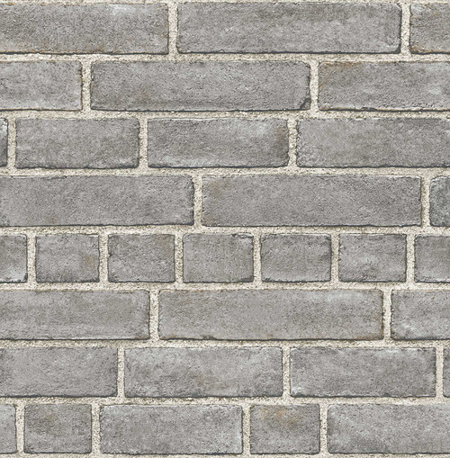 2540-24050 Facade Grey Brick with Realistic Effect Wallpaper Non Woven Unpasted Wall Covering Restored Collection from A-Street Prints by Brewster Made in Great Britain