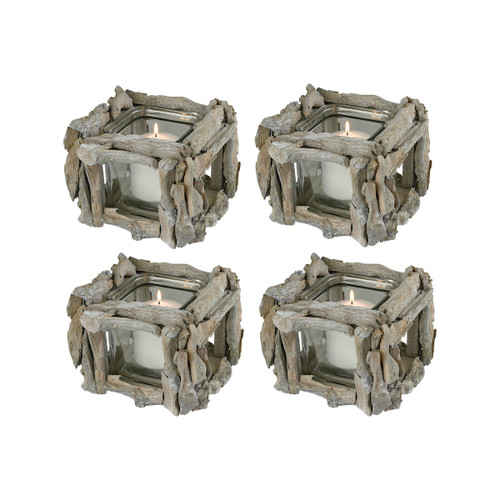 ELK 396168/S4 Pomeroy Edgewood Set of 4 Square Votives Clear