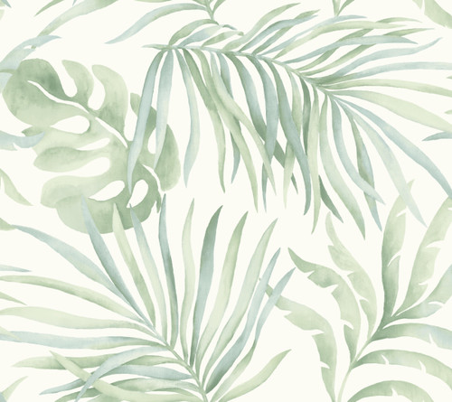 York SO2452 Candice Olson Tranquil Paradise Palm Wallpaper, Light green