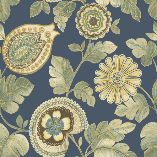 Wallquest RY31212 Calypso Paisley Leaf Champlain and Rosemary