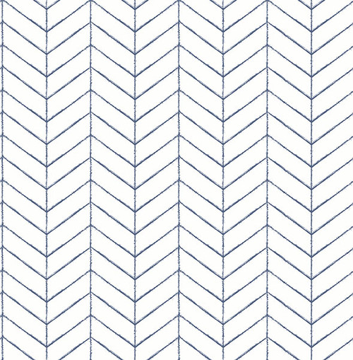 Chesapeake by Brewster 3118-25096 Birch & Sparrow Bison Navy Herringbone Wallpaper