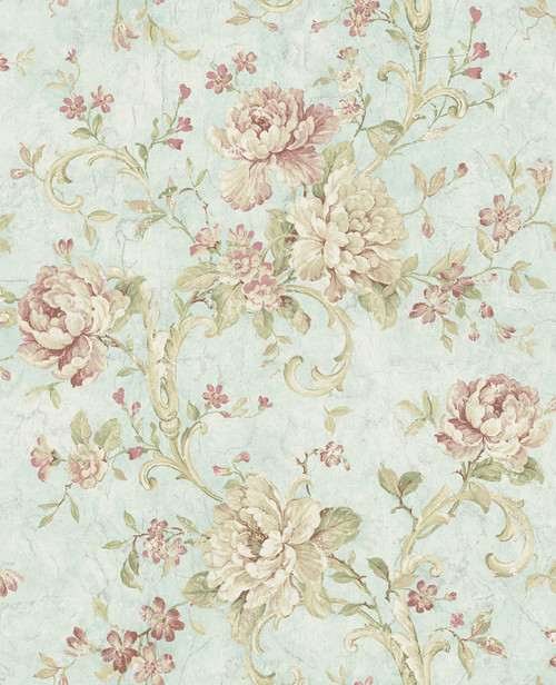 Antiqued Rose Wallpaper in Morning Rose MV80402 from Wallquest