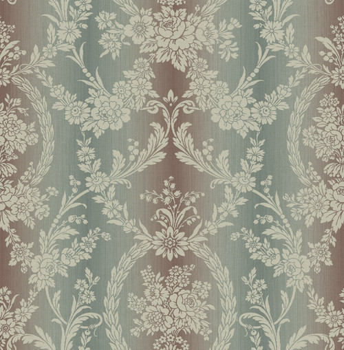 Wreath Cameo Wallpaper in Teal Oxblood RD80409 from Wallquest