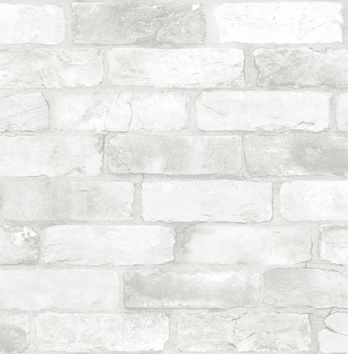 2701-22321 Reclaimed Bricks Rustic with Brighten Loft Feel Wallpaper White Off-whites Colors Modern Style Non Woven Unpasted Wall Covering Reclaimed Collection from A-Street Prints by Brewster Made in Great Britain