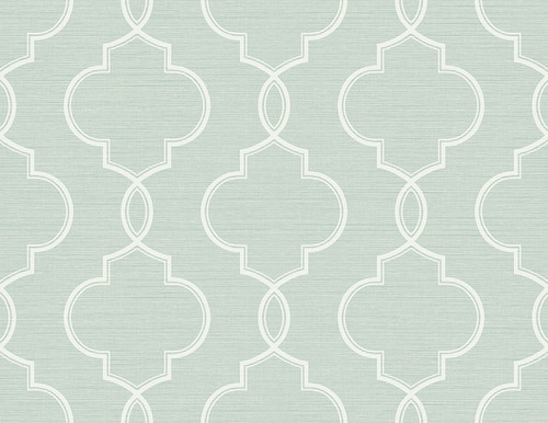 Kenneth James by Brewster 2765-BW40502 Geo Malo Aqua Sisal Ogee Wallpaper