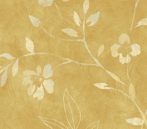 Wallquest SG50203 Stencil Floral Wallpaper, Yellow