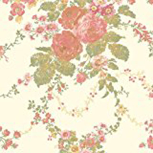 Norwall AB27608 Classic Cabbage Rose Wallpaper, Beige