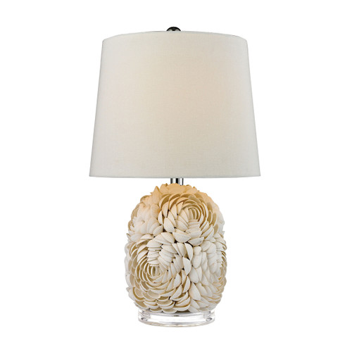 Natural Shell Table Lamp Dimond Lighting by ELK D2655 With Off White Linen Shade