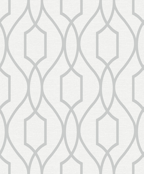 Brewster 2809-87714 Advantage Geo Evelyn Silver Trellis Wallpaper Silver