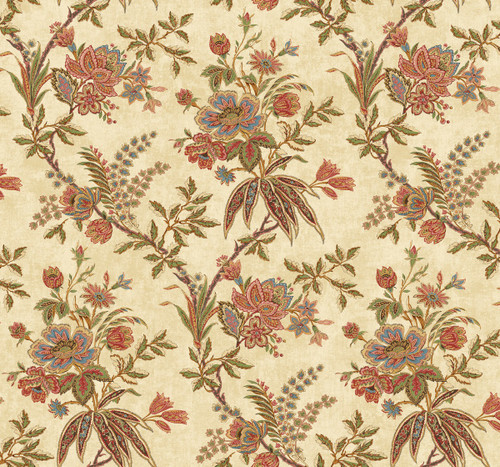 Traditional Jacobean Wallpaper in Warm Red TX40405 from Wallquest