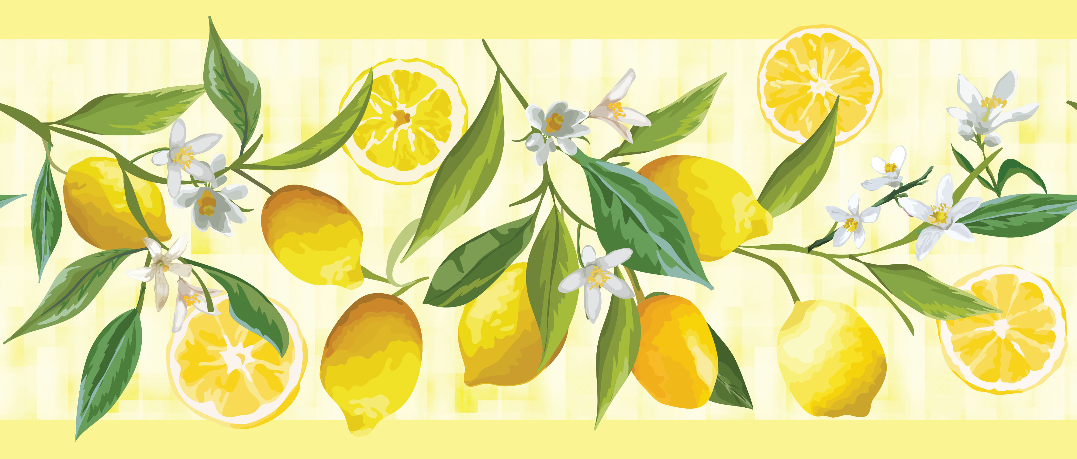 GB50121g8 Lemon Flower Peel and Stick Wallpaper Border 8in Height x 15ft  Yellow Green White by Grace & Gardenia Designs - The Savvy Decorator
