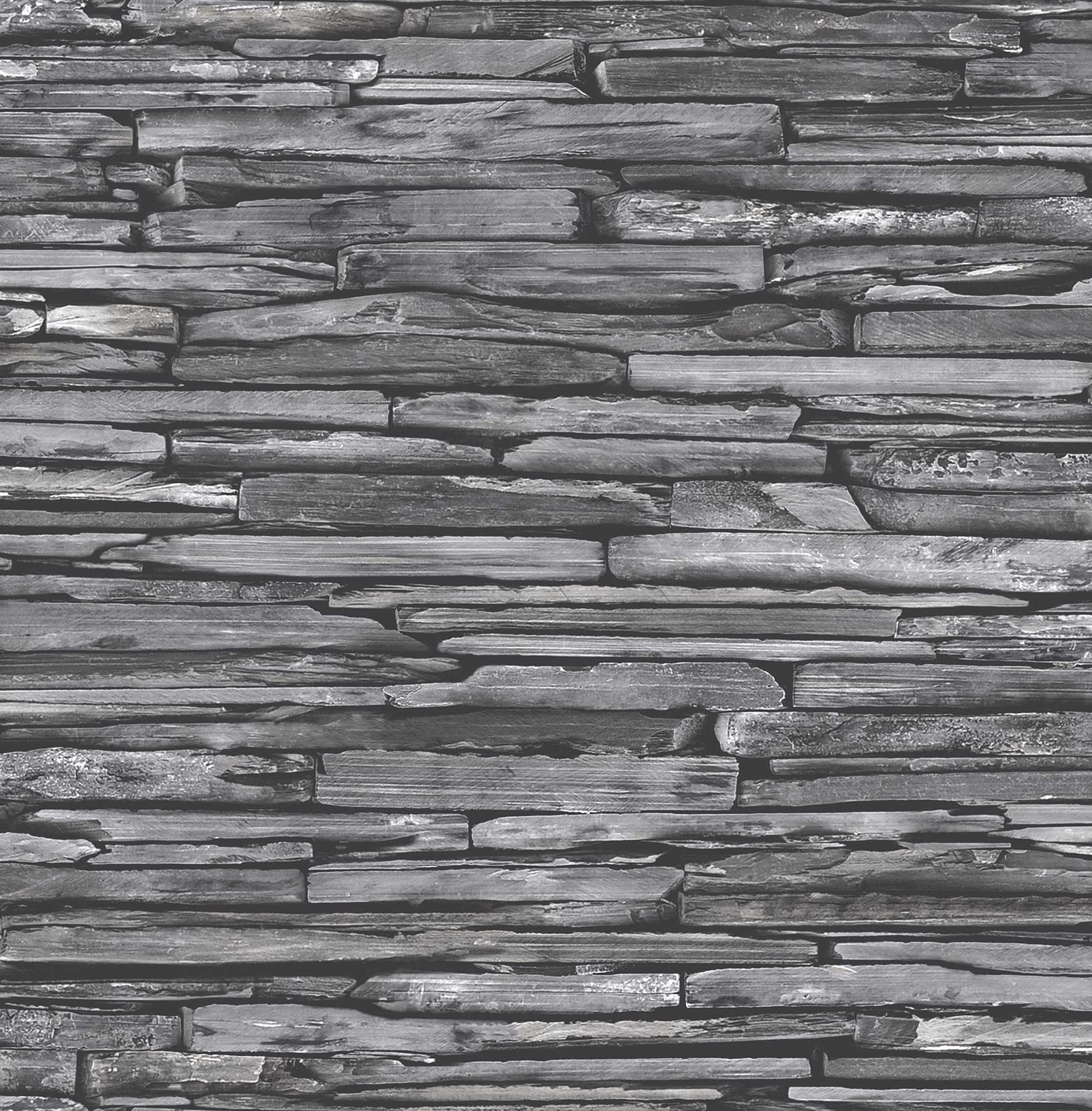 2701-22352 Stacked Slate Industrial with Photorealistic Design Wallpaper  Charcoal Grey Colors Modern Style Non Woven Unpasted Wall Covering Reclaimed  Collection from A-Street Prints by Brewster Made in Great Britain - The  Savvy