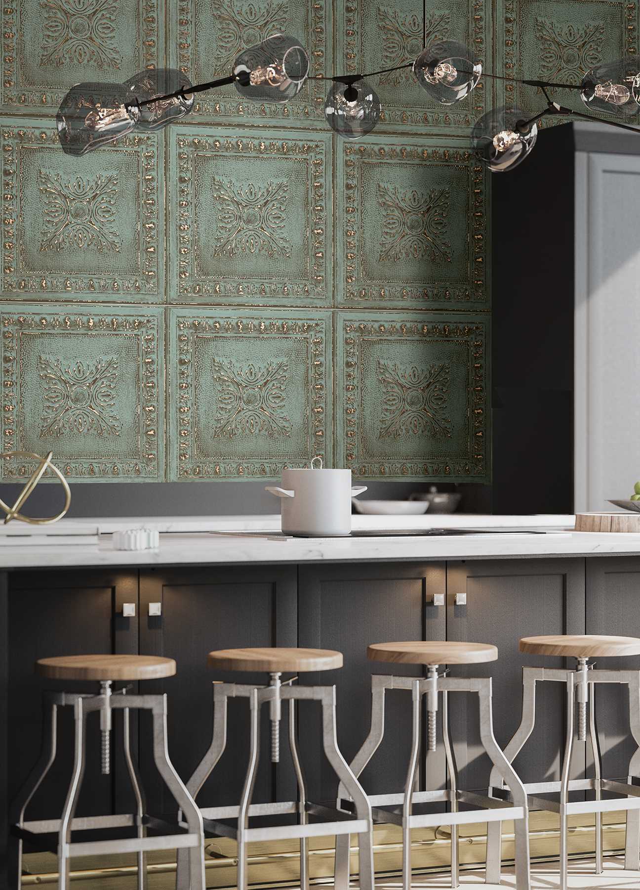 turquoise and copper wallpaper